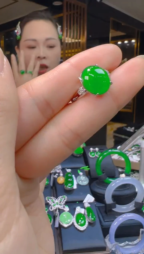 银S925镶嵌戒指翡翠048(多样性发货发其一)