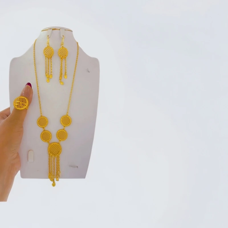 铜合金项链 铜合金项链新款三件套 新疆包邮时尚首饰百搭款nipal