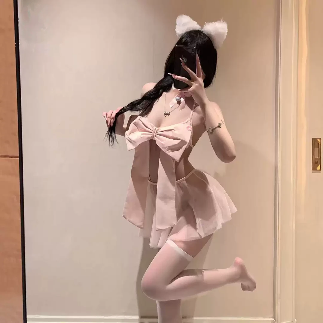 【80-120斤】性感纯欲蝴蝶结小心机睡裙