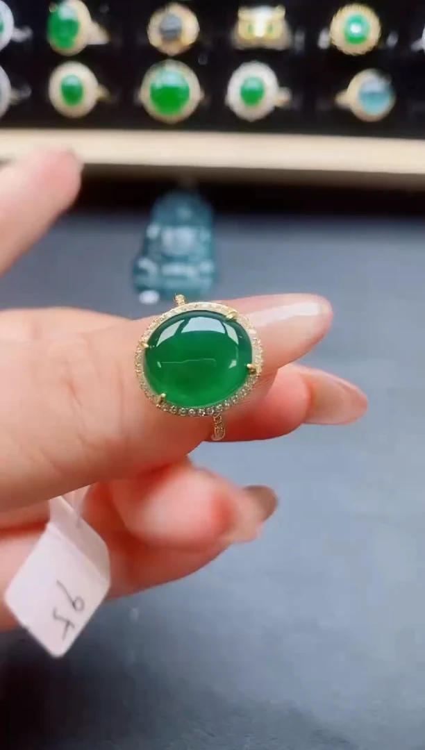 翡翠戒指银S925镶嵌213211