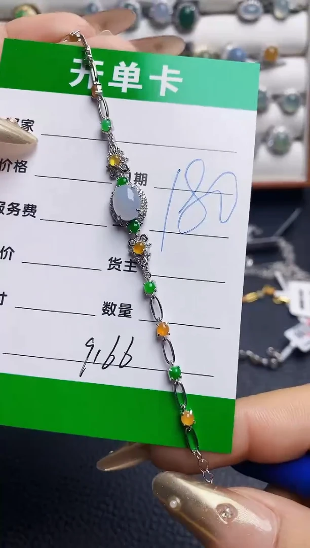 翡翠戒指银S925镶嵌9166
