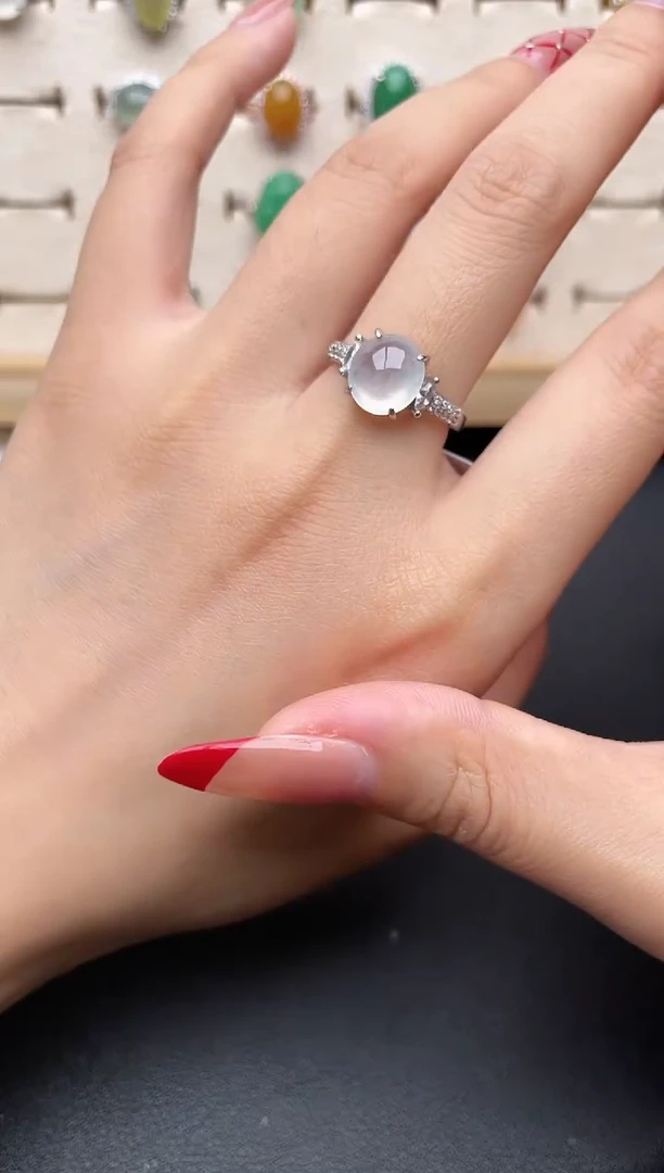 【闪购商品】翡翠戒指银S925镶嵌一物一证一礼盒