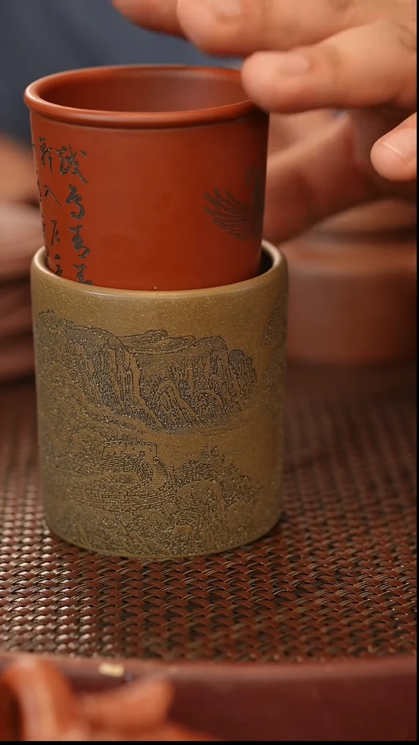 茶壶紫砂原矿手工紫砂杯子 凤凰和鹏程万里杯子