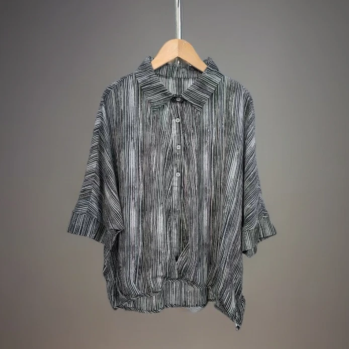 绒贝斯5066夏新2025衬衫女短袖重磅上衣衬衣印花色半袖大码女装