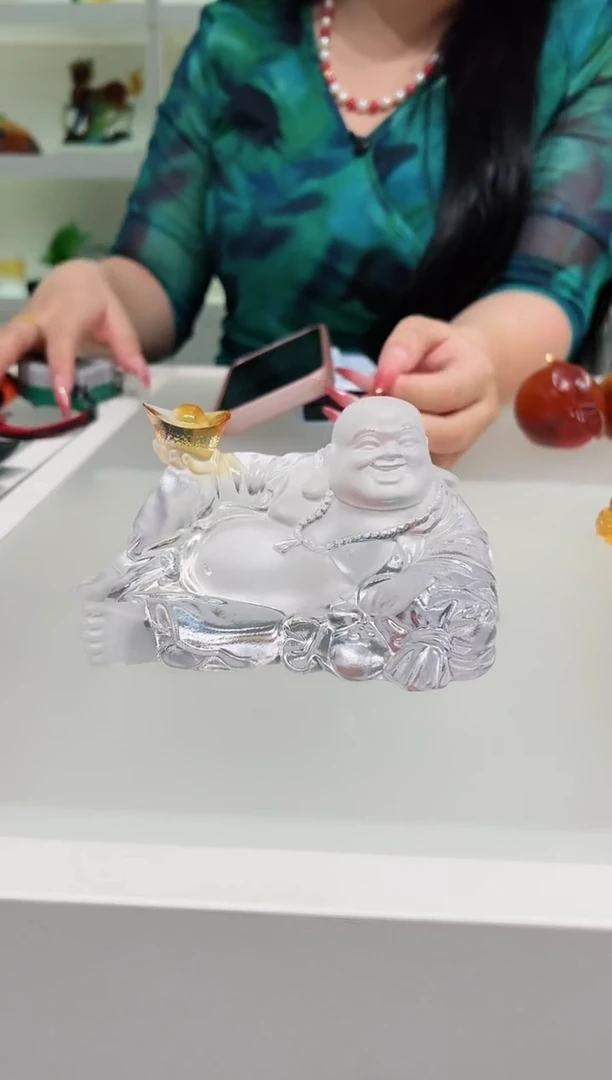 琉璃手工艺品古法琉璃13.5cm弥勒