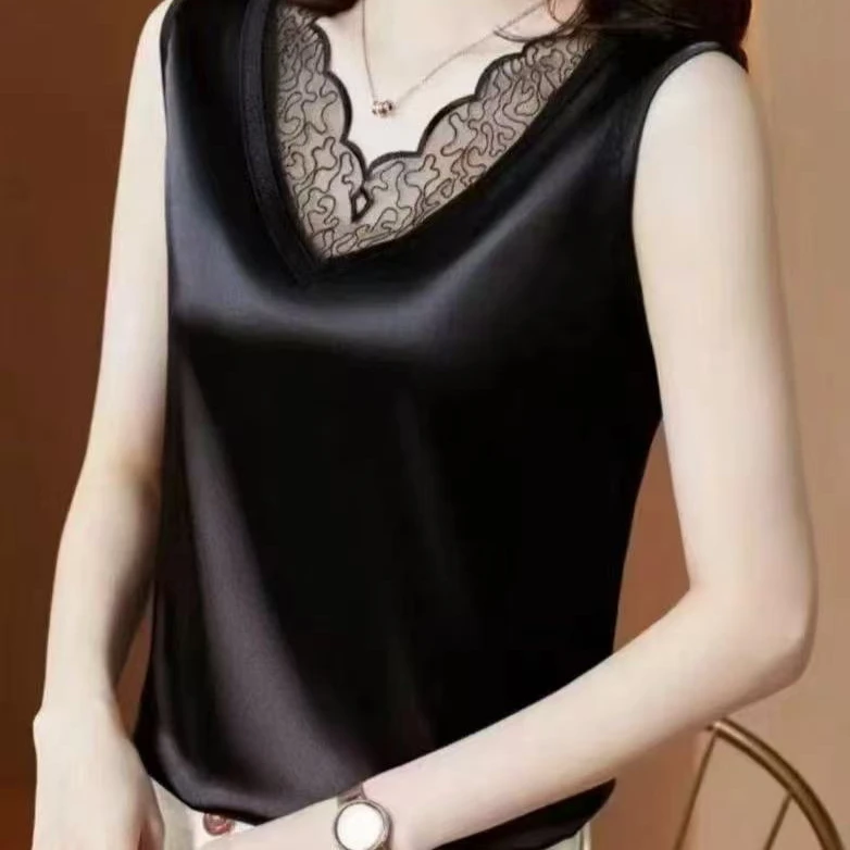 2025新款蕾丝打底背心女V领内搭纯色吊带