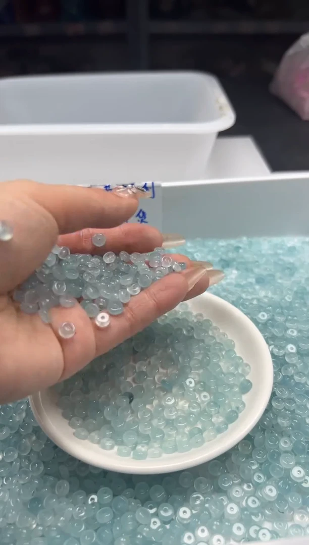 玛瑙/玉髓颈饰未镶嵌W803冰川蓝海蓝宝隔片6*3mm50颗