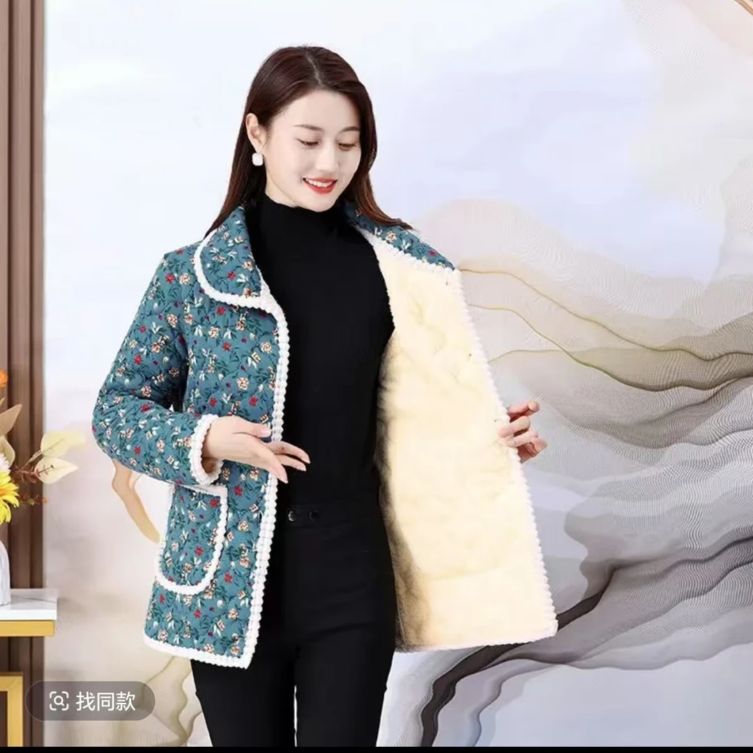 8111加绒加厚保暖棉衣妈妈装棉服上衣宽松百搭外套保暖衣三号仓