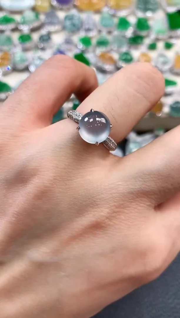 【闪购商品】翡翠戒指18K金镶嵌m61