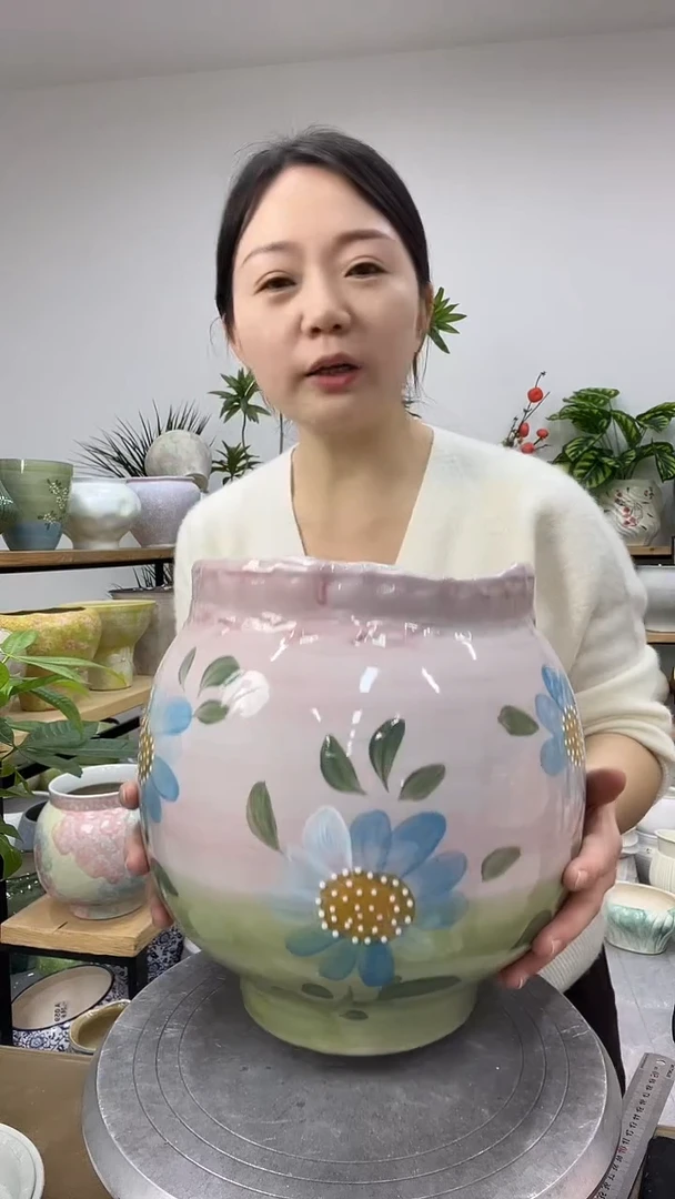 9.8陶瓷花盆直播链接高.      口