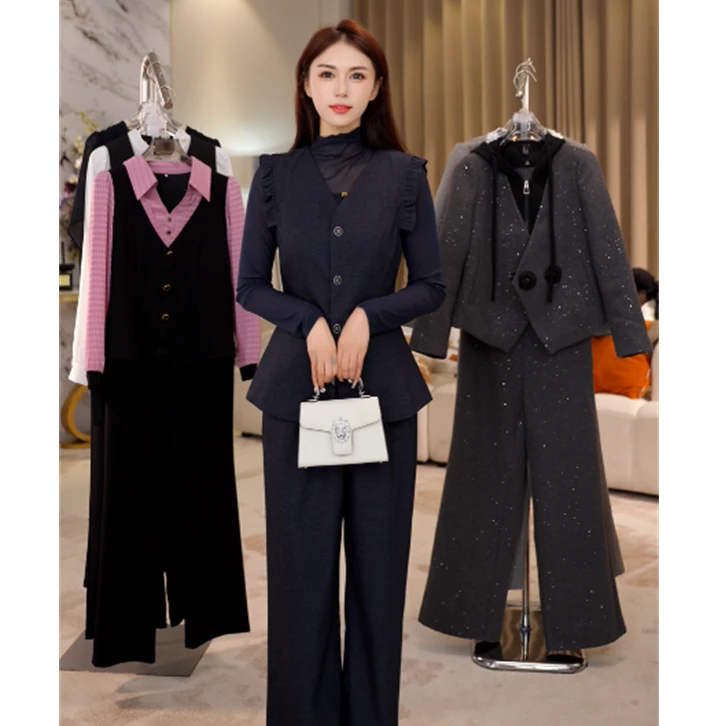 G9210时尚气质小西装套装女2025秋季新款洋气减龄修身马甲三件套