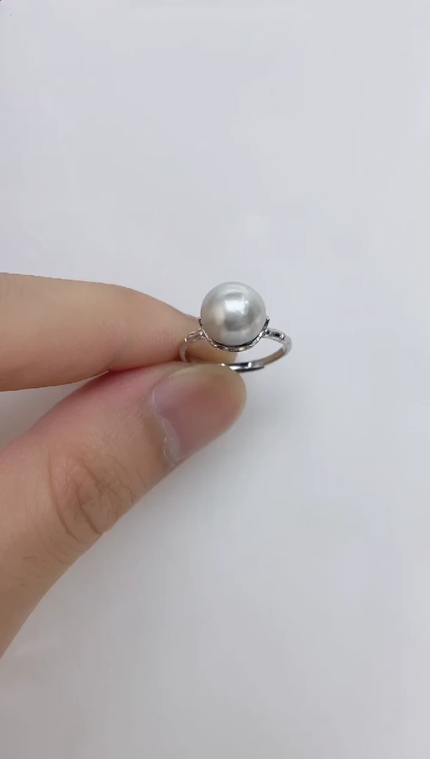 银S925镶嵌海水珍珠戒指