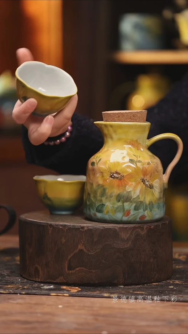 陶瓷景德镇高温釉下手绘陶瓷@L226@