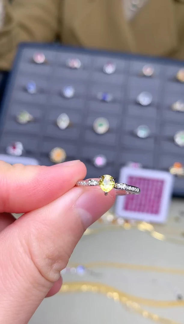 戒指蓝宝石银S925镶嵌戒指