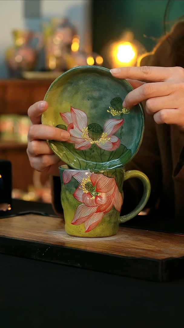 【闪购商品】杯手绘心瓷陶瓷浮力