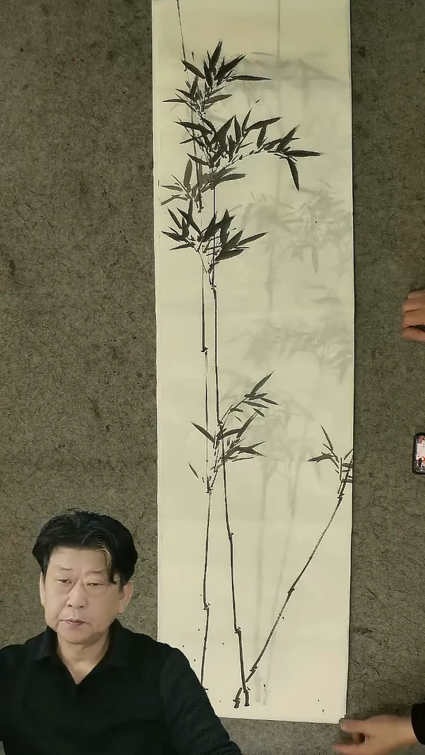 国画四尺对开  墨竹条屏 34*138cm