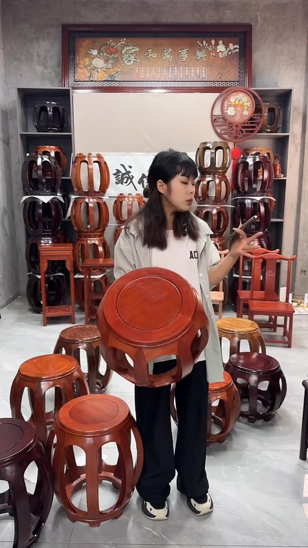 花梨木类家具白宫木小号鼓凳四个