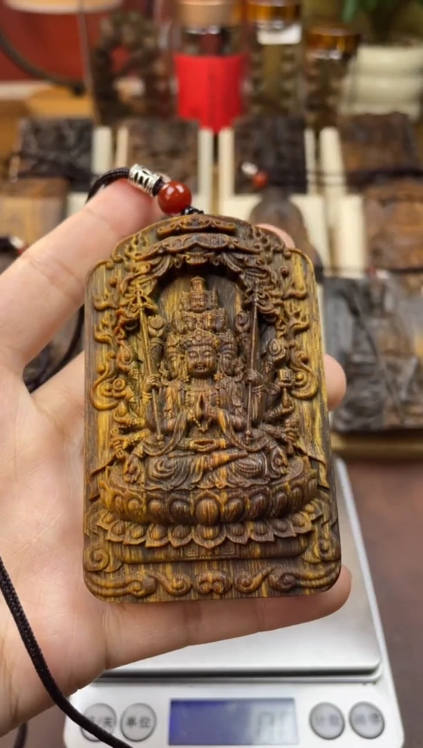 木木雕款芽庄 十二生肖 守护 千手观音 8cm 送养香瓶