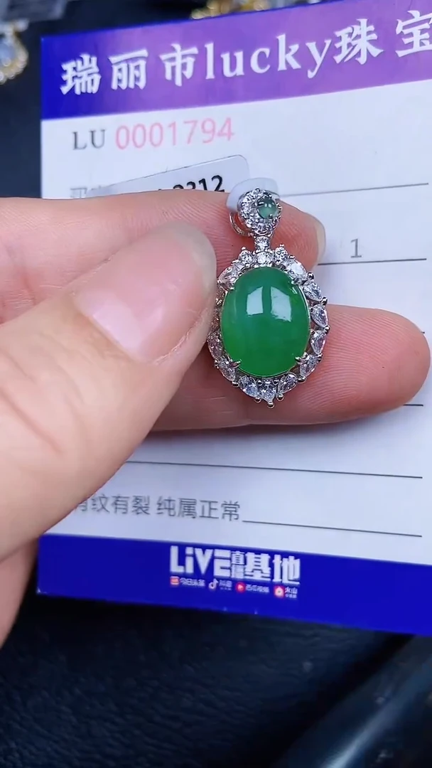 颈饰银S925镶嵌翡翠1794