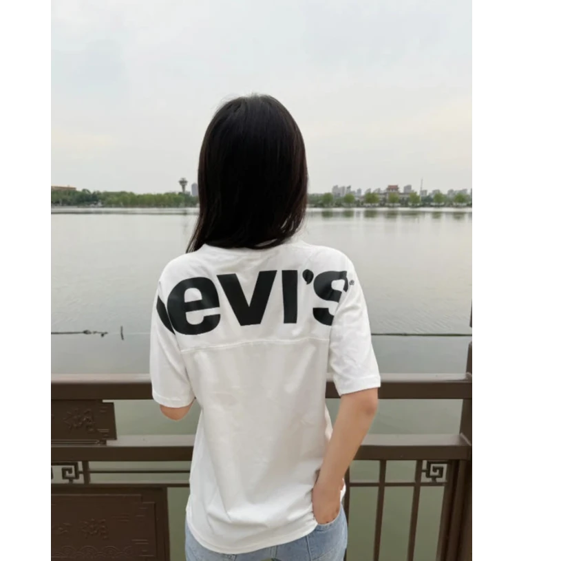 Levis 260g重磅美式高街字母印花T恤夏季宽松纯棉短袖七分袖