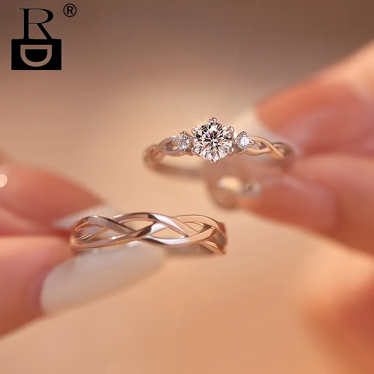 DR 足银戒指 婚戒七夕礼物情侣对戒新娘男女结求婚仪式轻奢定制款