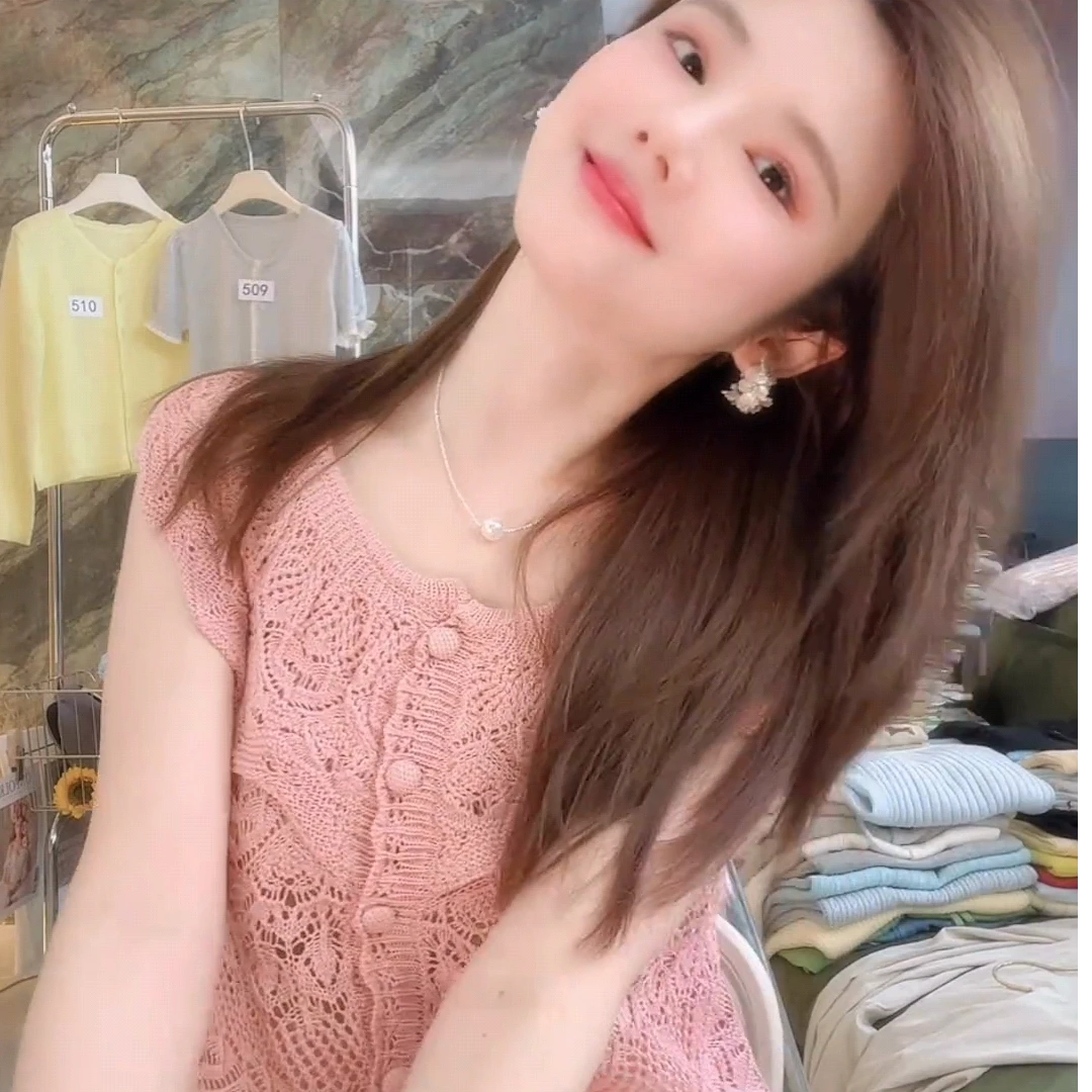 【佩佩推荐】912女镂空纯色短款毛针织衫蕾丝小众轻奢夏季女装