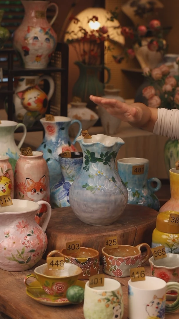 陶瓷景德镇设计师手作花器摆件侘寂风377