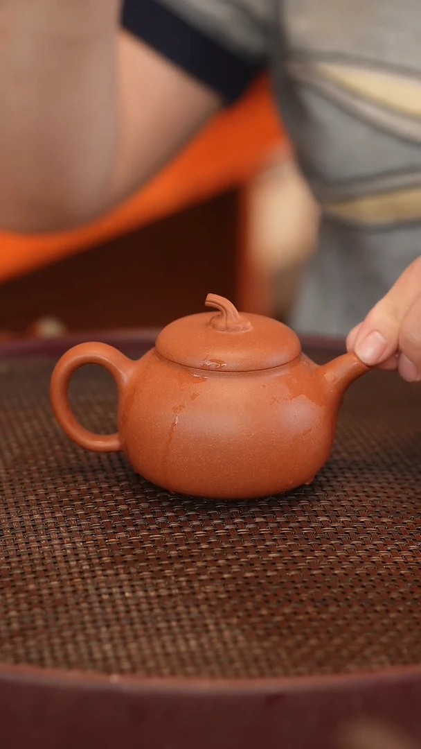 茶壶紫砂全手 红清水 茄瓜 180cc宽口