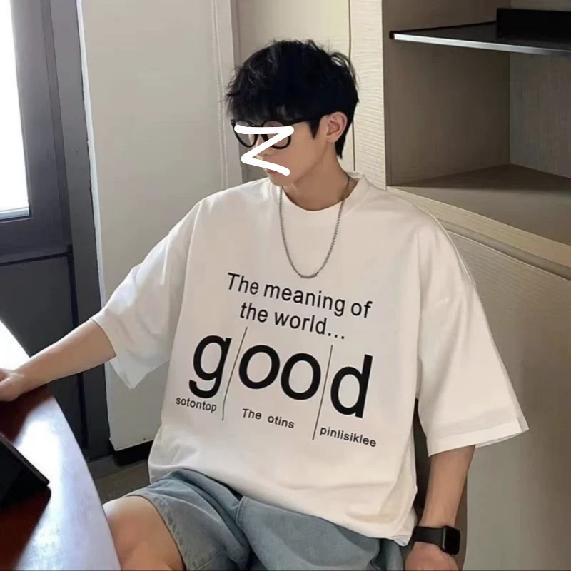 100%纯棉大码男装短袖t恤男款大胖子300斤宽松半袖夏季新款体恤衫