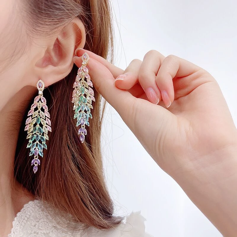 铜合金耳饰 《货号1715》彩色流苏耳环