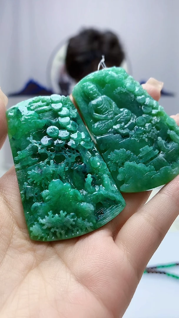 定制翡翠未镶嵌4688ms-毛货188山水观音赠珠链