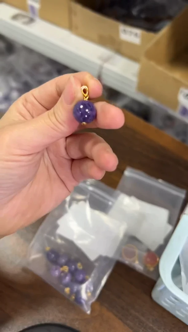 【闪购商品】查罗石颈饰银S925镶嵌紫龙晶圆珠银吊坠[[1825]