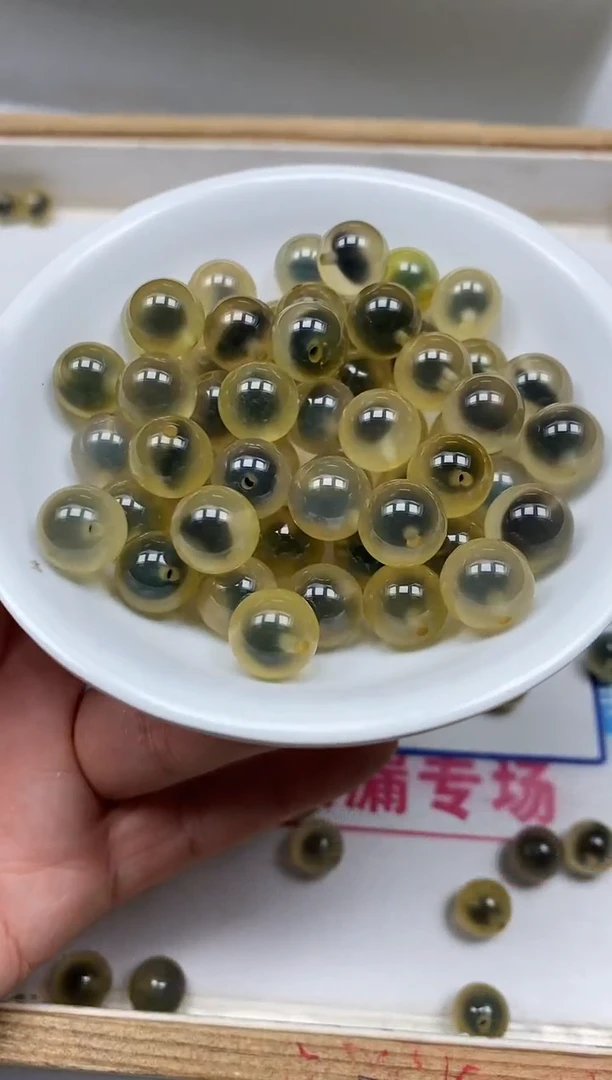 玛瑙/玉髓散珠未镶嵌D458 黄糖心10mm5个9.9元