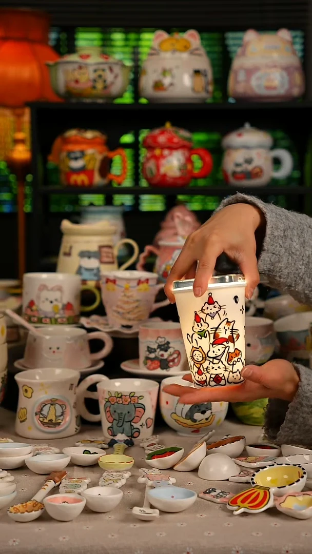 陶瓷无盖款景德镇高温釉下彩纯手绘创意瓷