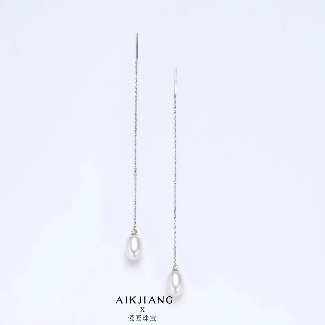 AIKJIANG/爱匠【白总】爱匠淡水轻奢米珠耳线6-7mm左右经典时尚百搭