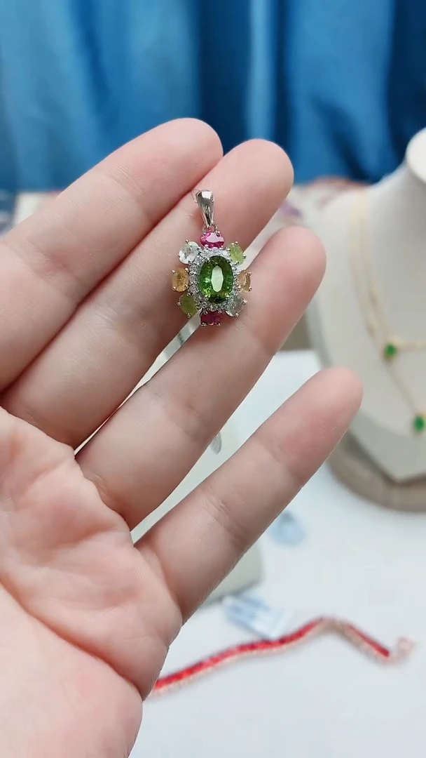 银S925镶嵌吊坠碧玺295ZB1110产品一个（多样性）