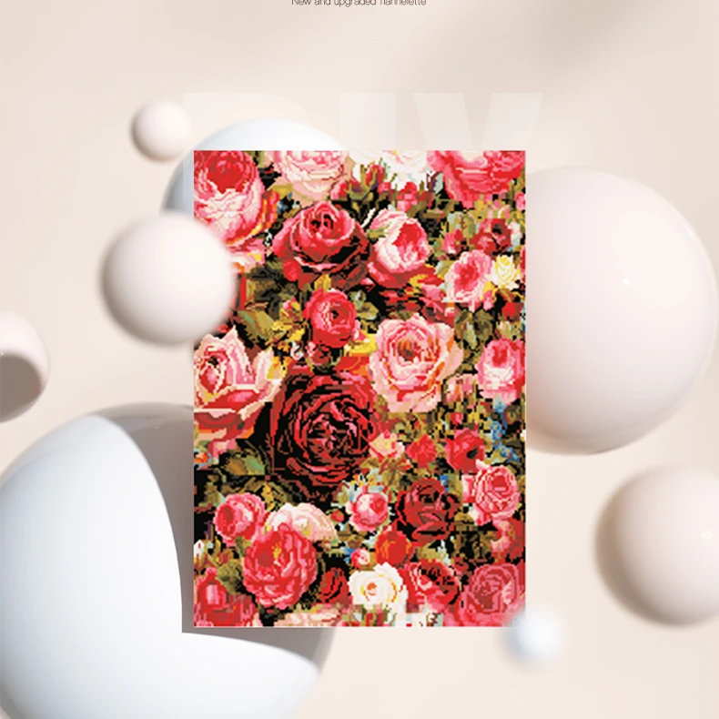 百丝特【玫瑰满园】方钻树脂钻石画鲜花 玫瑰花适合客厅装饰