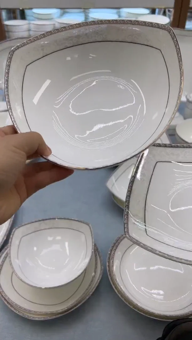 骨瓷玲珑8三角1个8贵龙1个