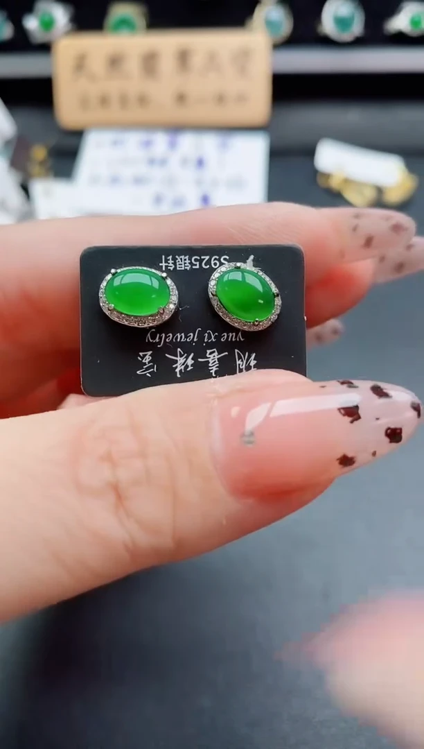 银S925镶嵌戒指翡翠1