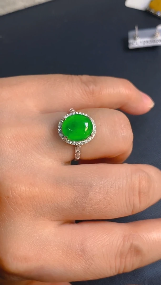 【闪购商品】翡翠耳饰银S925镶嵌天然A货翡翠1