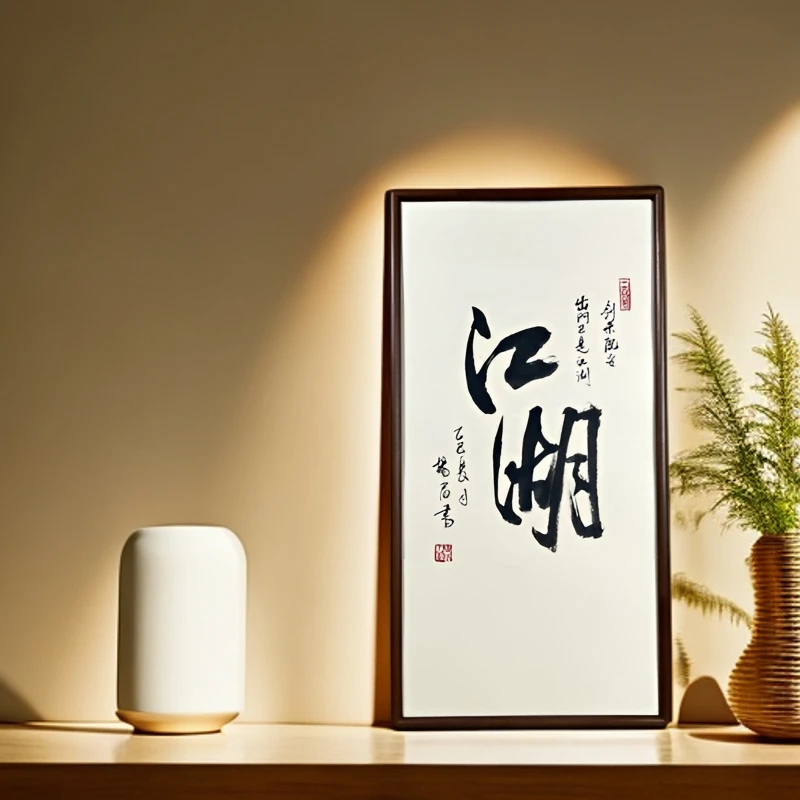 《江湖》尺寸35*68cm书法摆件家居摆件相框装饰品电视柜装饰品摆件