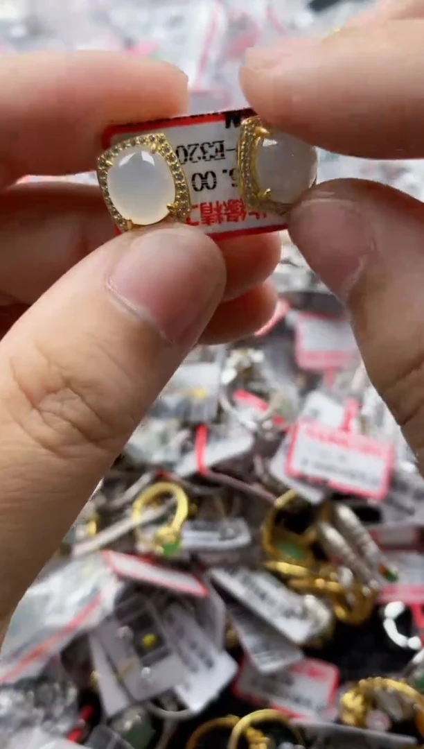 翡翠戒指银S925镶嵌5555---9
