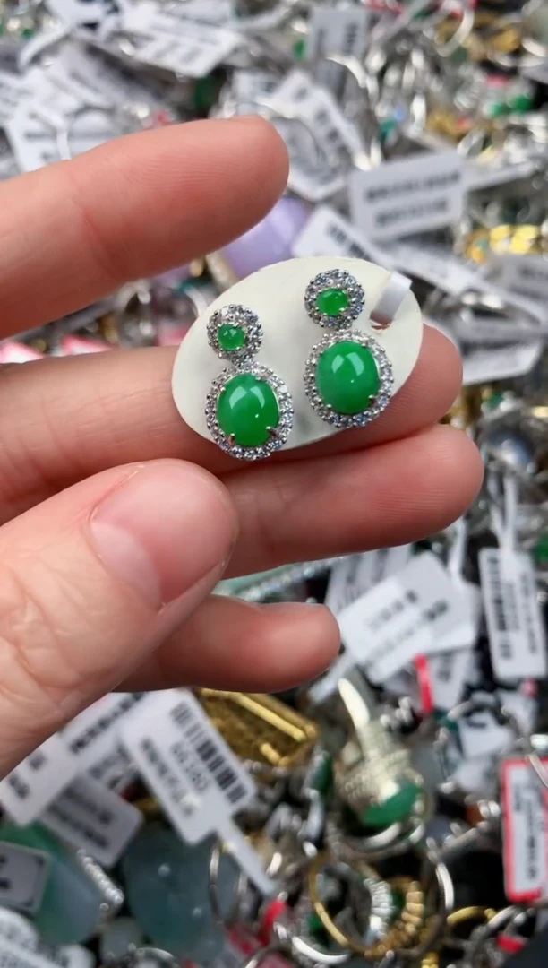 银S925镶嵌戒指翡翠7            1