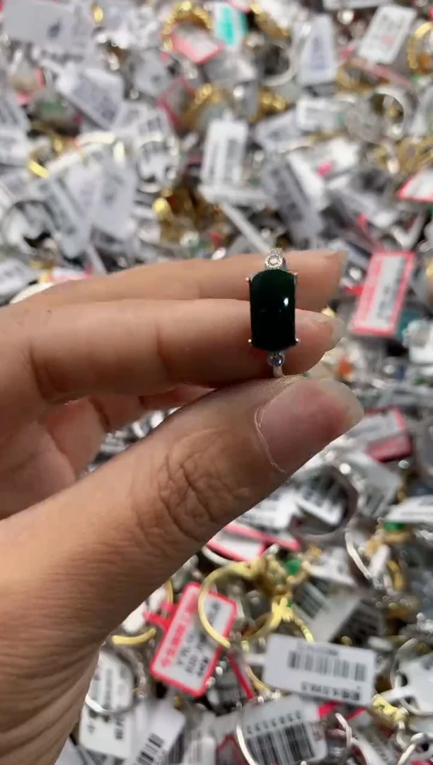 银S925镶嵌戒指翡翠888---3