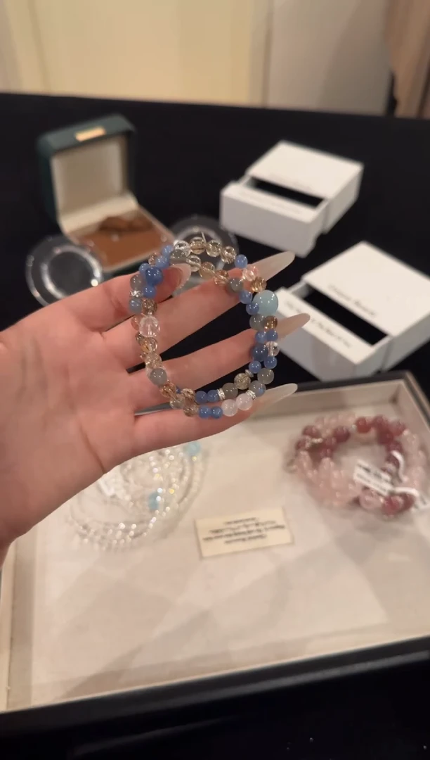 水晶手链合金黑金超双圈x427