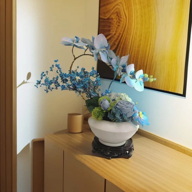 <汀花雨细>新款蝴蝶兰保湿仿真花客厅酒店办公室前台过年装饰摆件