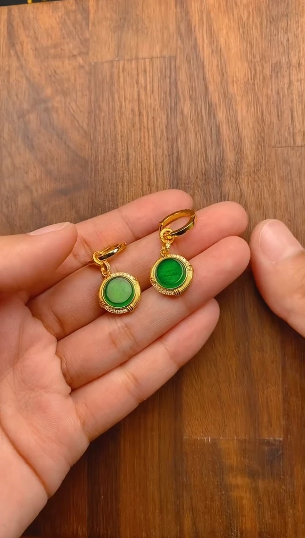 【闪购商品】翡翠耳饰银S925镶嵌无事牌耳饰