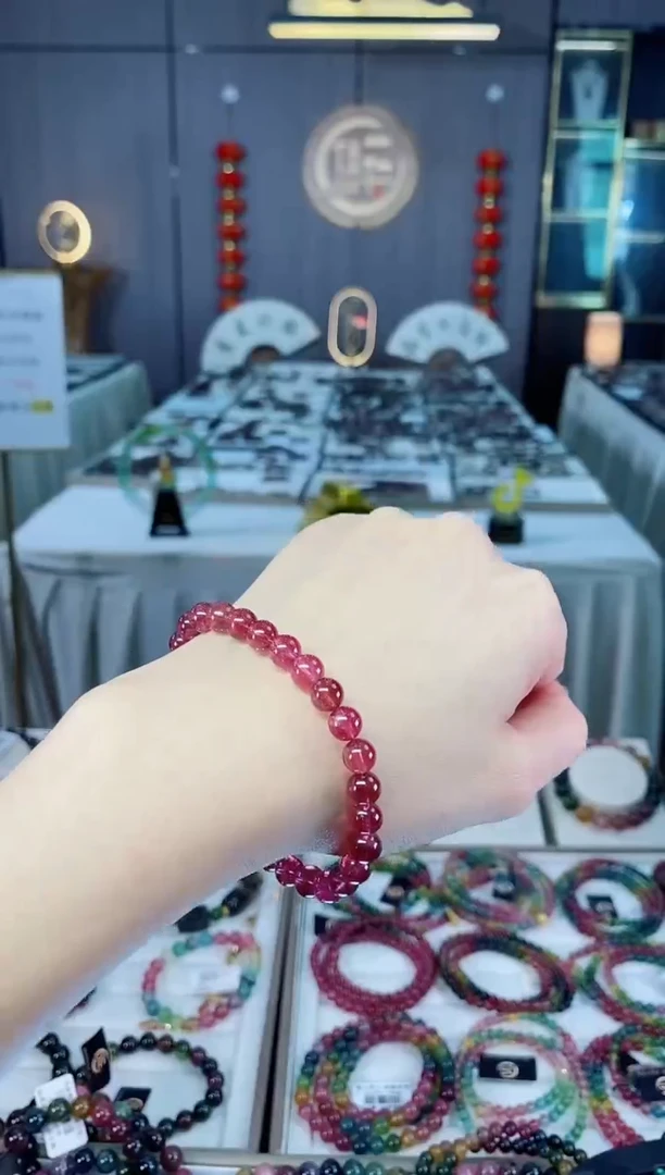 未镶嵌老矿碧玺色标单圈手串6mm+碧玺dan多样性发货一条