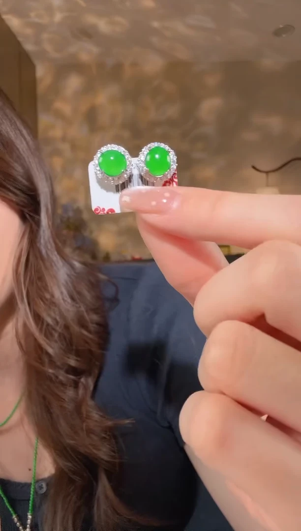 未镶嵌翡翠耳钉蛋面耳钉