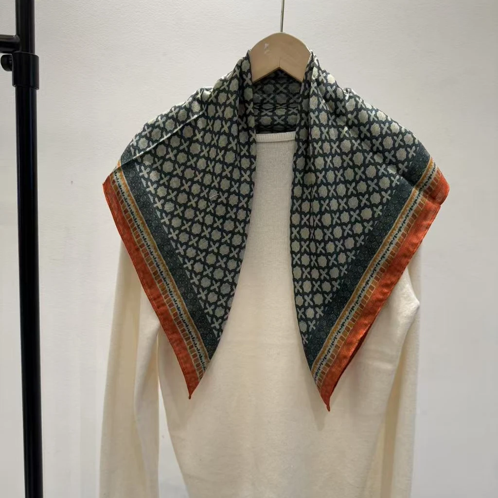 （橘边米格花）新款方巾65*65左右围巾